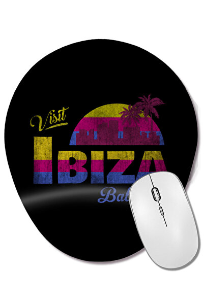 BASKI DÜNYASI Vizitați Ibiza Sunset Mouse Pad oval cu suport pentru încheietu...