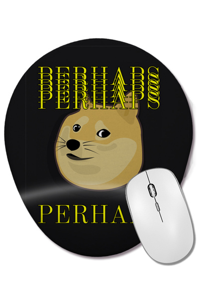 BASKI DÜNYASI Poate mouse pad oval Doge cu suport pentru încheietura mâinii