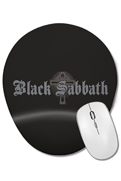 BASKI DÜNYASI Black Sabbath Symbol 01 Mouse Pad oval cu suport pentru încheie...
