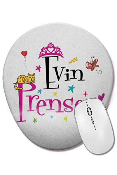 BASKI DÜNYASI Evim Princess 01 Mouse Pad oval cu suport pentru încheietura mâ...