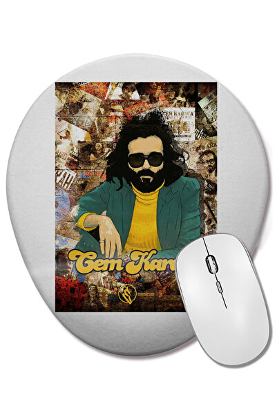 BASKI DÜNYASI Mouse Pad oval Cem Karaca cu suport pentru încheietura mâinii