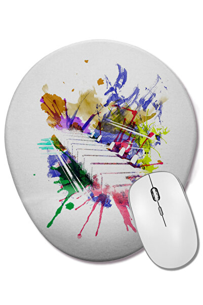 BASKI DÜNYASI Mouse Pad oval cu note muzicale colorate pentru pian cu suport ...