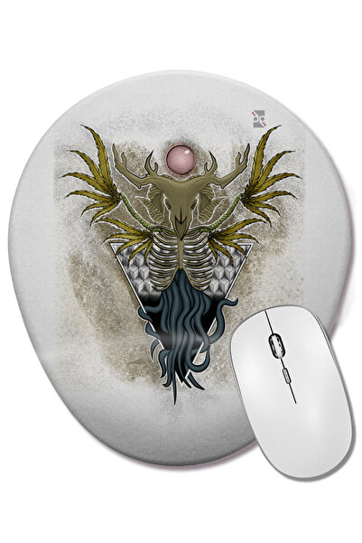 BASKI DÜNYASI Скелет Дявол Цвят Бранка Овална подложка за мишка с опора за ки...