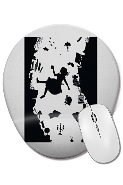 BASKI DÜNYASI Mouse Pad oval Alice Down cu suport pentru încheietura mâinii