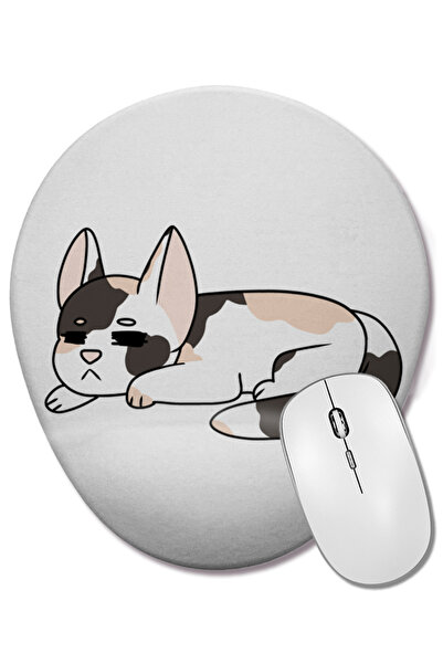 BASKI DÜNYASI Спящо калико коте, подложка за китка, овална подложка за мишка