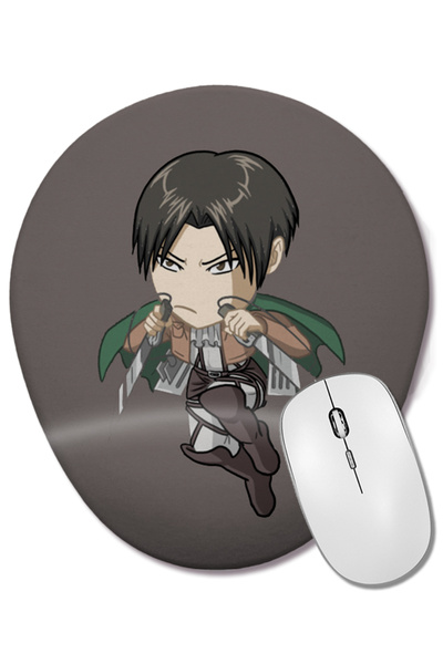 BASKI DÜNYASI Attack On Titan Chibi Levi 1 Mouse Pad oval cu suport pentru în...