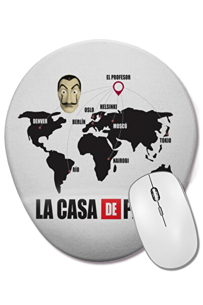 BASKI DÜNYASI La Casa de Papel Οβάλ ποντίκι με υποστήριξη καρπού