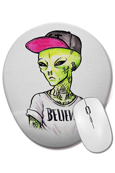 BASKI DÜNYASI Cool Et Uzaylı Mouse Pad oval cu suport pentru încheietura mâinii