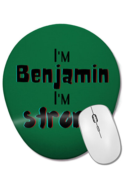BASKI DÜNYASI Benjamin Name Custom Design Gift Baby-Gift For Him Mouse Pad oval cu suport pentru încheietura mâinii