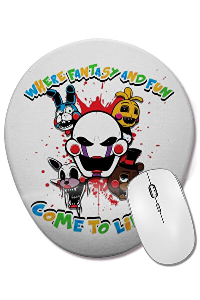 BASKI DÜNYASI Mouse Pad oval Fnaf 2 Cast cu suport pentru încheietura mâinii