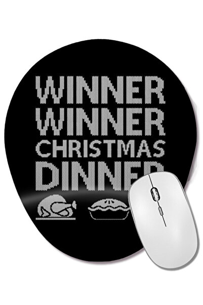 BASKI DÜNYASI Winner Winner Christmas Dinner Knit Pattern Mouse Pad oval cu suport pentru încheietura mâinii