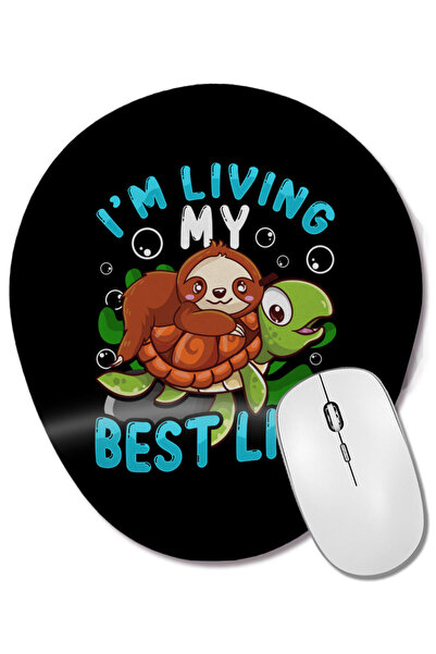 BASKI DÜNYASI Mouse Pad oval cu suport pentru încheietura mâinii, cu sloth și...