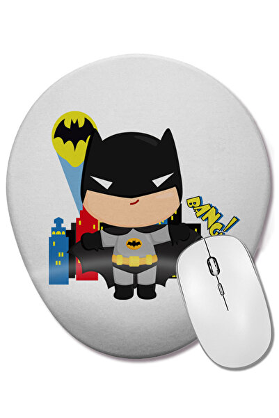 BASKI DÜNYASI Pad de mouse oval Batman Bang cu suport pentru încheietura mâinii