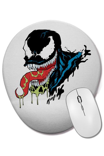 BASKI DÜNYASI لوحة ماوس بيضاوية مع دعم للمعصم بشعار Venom