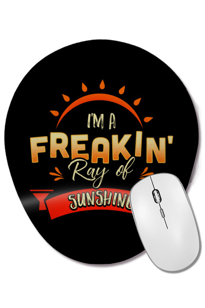 BASKI DÜNYASI Drăguț și amuzant I'm A Freakin Ray of Sunshine Happy Mouse Pad oval cu suport pentru încheietura mâinii