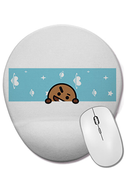 BASKI DÜNYASI Mouse Pad oval Bt21 Shooky Banner Bts cu suport pentru încheiet...