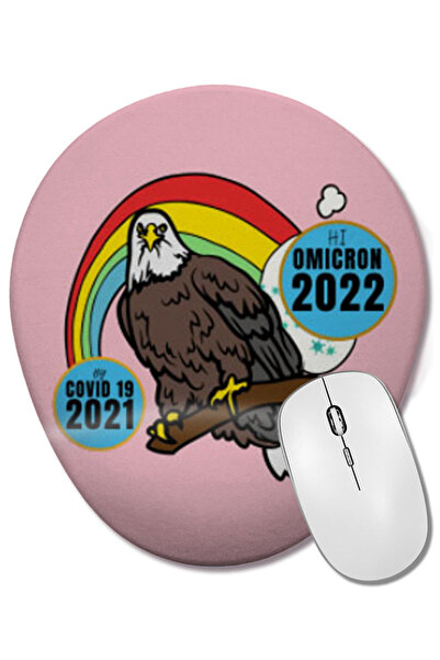 BASKI DÜNYASI Sarcasm Funny Vintage Saying Covid Hi Omicron Virus 2022 Mouse Pad oval cu suport pentru încheietura mâinii
