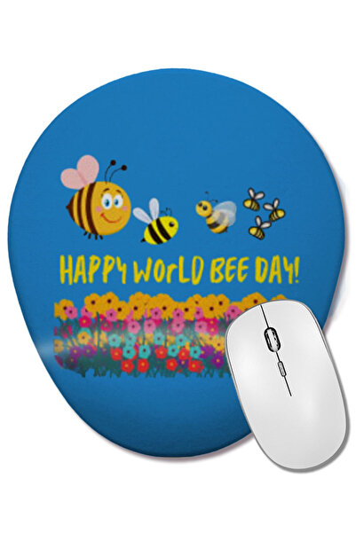 BASKI DÜNYASI Ziua Fericită a Albinelor! Mouse Pad oval cu suport pentru încheietura mâinii