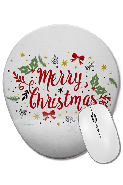 BASKI DÜNYASI Anul Nou Concept de Crăciun Fericit 022 Mouse Pad oval cu supor...