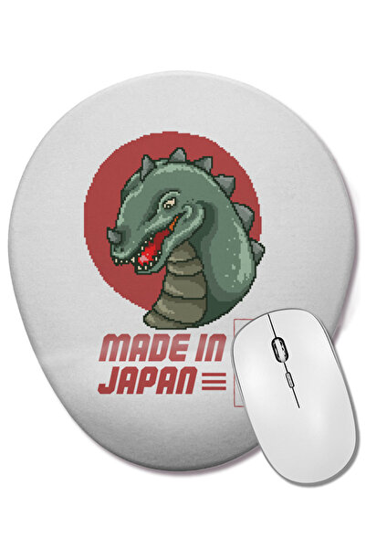 BASKI DÜNYASI Fabricat în Japonia Godzilla Pixel Art Mouse Pad oval cu suport pentru încheietura mâinii