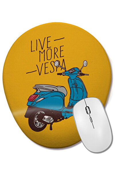 BASKI DÜNYASI Mouse Pad oval Live More Vespa cu suport pentru încheietura mâinii