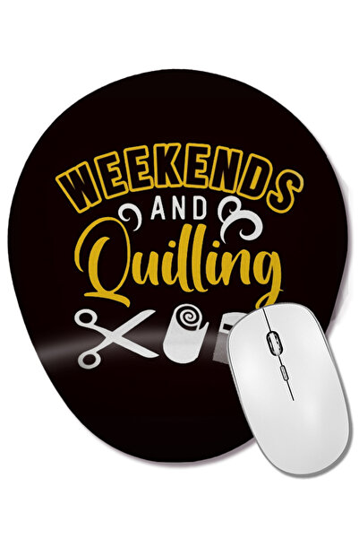 BASKI DÜNYASI Mouse Pad oval cu suport pentru încheietura mâinii pentru weekend, pentru artizanat cu filigran din hârtie pentru quilling, hobby, artă