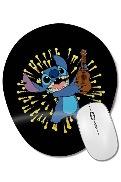 BASKI DÜNYASI Happy Stitch 01 Mouse Pad oval cu suport pentru încheietura mâinii