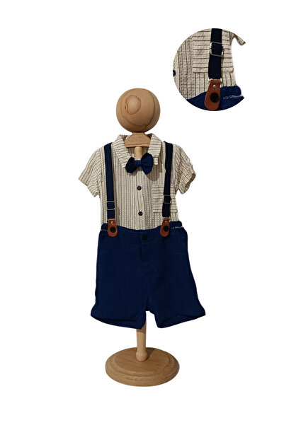 Baby s Breath Flower Baby Boy Stylish Suit with Bow Tie, Shirt, Shorts, Summer Bottom and Top Set Salopet - Baby Boy Outfit