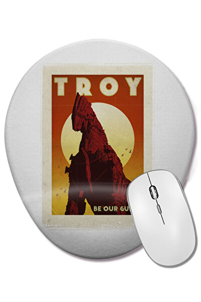 BASKI DÜNYASI Mouse Pad oval Truva Horse cu suport pentru încheietura mâinii