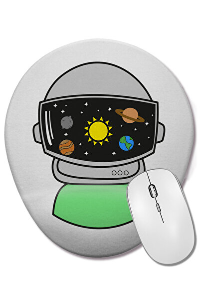 BASKI DÜNYASI Mouse Pad oval Astronauta Asronot cu suport pentru încheietura ...