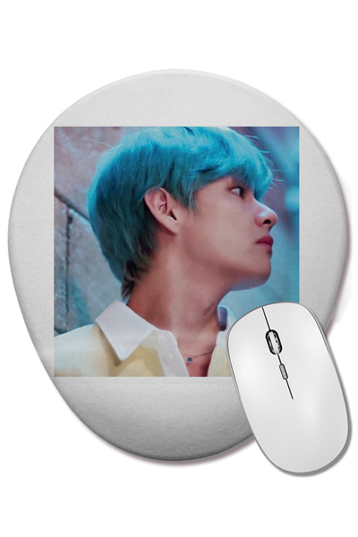 BASKI DÜNYASI Mouse Pad oval Bts V Lights cu suport pentru încheietura mâinii