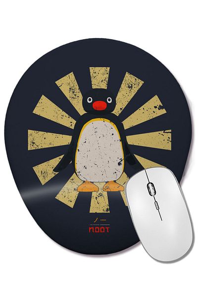 BASKI DÜNYASI لوحة ماوس بيضاوية يابانية قديمة من Pingu Noot مع دعم للمعصم