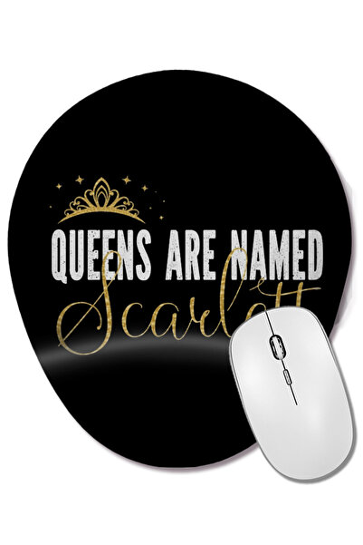 BASKI DÜNYASI Mouse Pad oval personalizat cu nume de fetiță, cu suport pentru încheietura mâinii, cu numele Scarlett