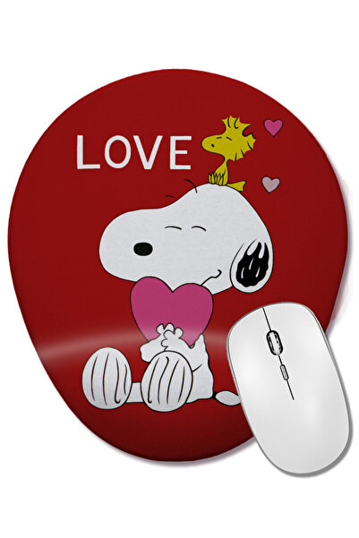 BASKI DÜNYASI Snoopy Peanuts I Love You 02 Οβάλ ποντίκι με υποστήριξη καρπού