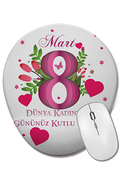 BASKI DÜNYASI 8 Μαρτίου Γυναικεία Ημέρα Οβάλ ποντίκι με υποστήριξη καρπού