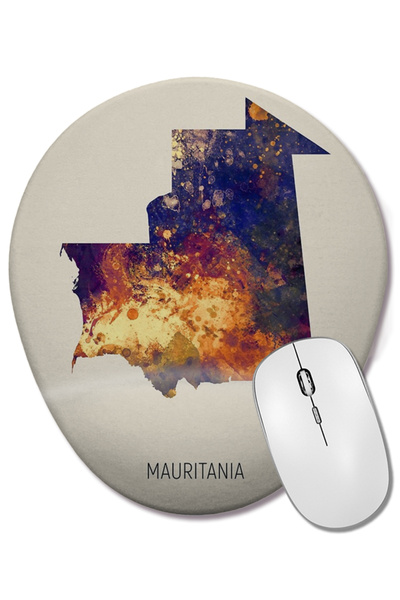 BASKI DÜNYASI Mauritania Watercolor Map 02 Mouse Pad oval cu suport pentru în...