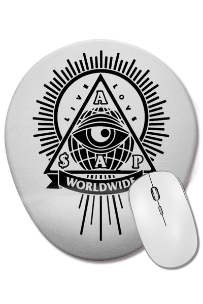 BASKI DÜNYASI Mouse Pad oval Asap Worldwide cu suport pentru încheietura mâinii