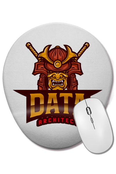 BASKI DÜNYASI Mouse Pad oval Data Architect Samurai cu suport pentru încheiet...