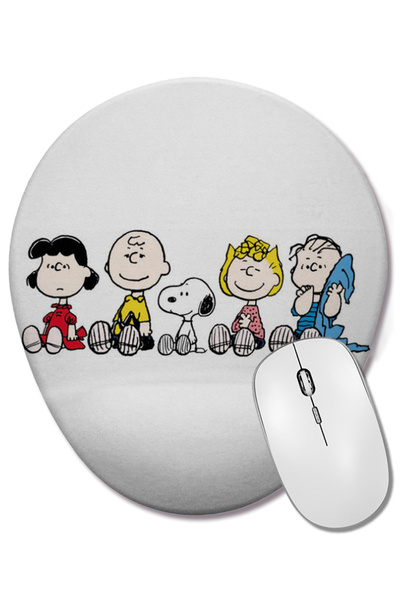BASKI DÜNYASI Mouse Pad oval Snoopy și prietenii săi cu suport pentru încheietura mâinii