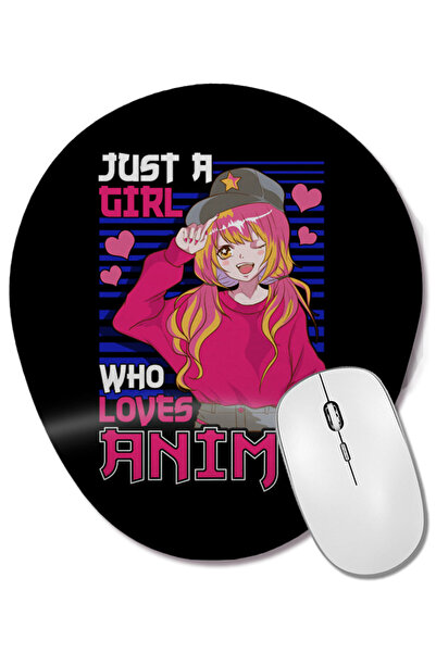 BASKI DÜNYASI Drăguță, doar o fată care iubește anime-ul, mouse pad oval cu s...