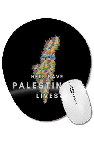 BASKI DÜNYASI Ajută la salvarea vieților palestiniene Mouse Pad oval cu supor...