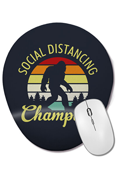 BASKI DÜNYASI Bigfoot Social Distancing Champion Mouse Pad oval cu suport pen...
