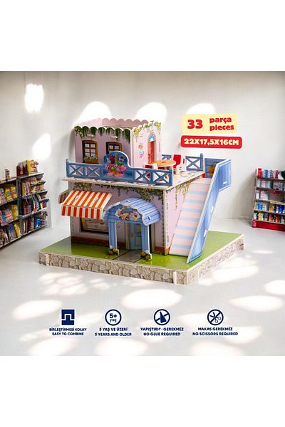 tugceshopping Ice Cream Shop 3 Dimensional Educational Puzzle 3D Paper Puzzle Jigsaw Puzzle 33 Pieces