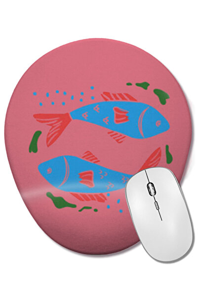 BASKI DÜNYASI Mouse Pad oval cu simboluri zodiacale Pește cu suport pentru încheietura mâinii
