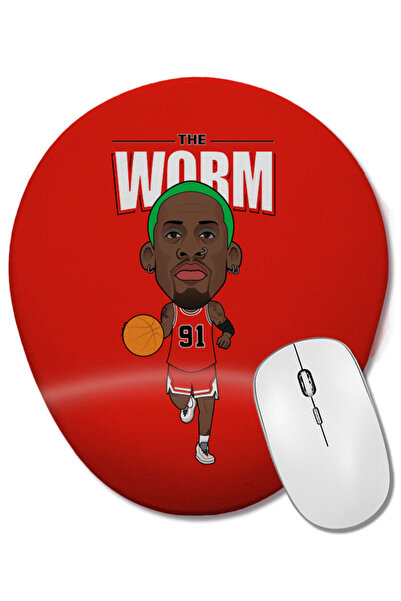 BASKI DÜNYASI Dennis Rodman The Worm Mouse Pad oval cu suport pentru încheietura mâinii