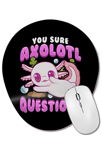 BASKI DÜNYASI Funny You Sure Axolotl Questions Walking Fish Pun Mouse Pad oval cu suport pentru încheietura mâinii