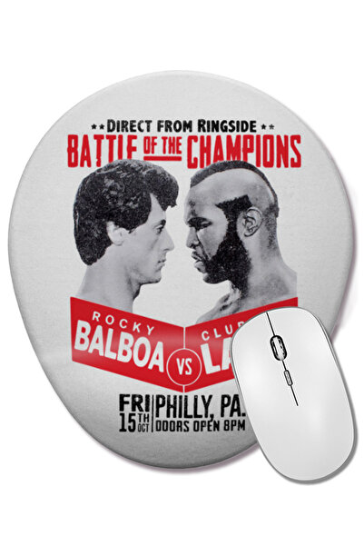 BASKI DÜNYASI Mouse Pad oval cu suport pentru încheietura mâinii Rocky Balboa și Clubber Lang