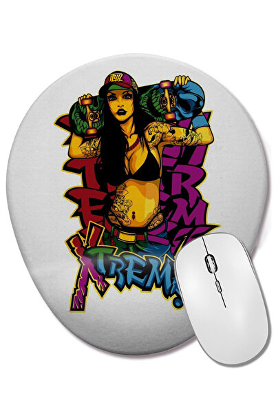 BASKI DÜNYASI Mouse Pad oval Menina Radical cu suport pentru încheietura mâinii