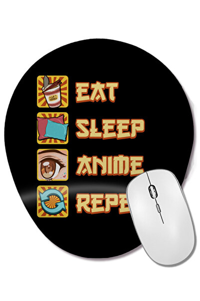 BASKI DÜNYASI Funny Eat Sleep Anime Repeat Mouse Pad oval cu suport pentru în...