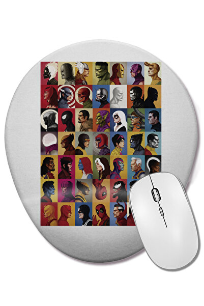 BASKI DÜNYASI Mouse Pad oval Marvel Portrait cu suport pentru încheietura mâinii